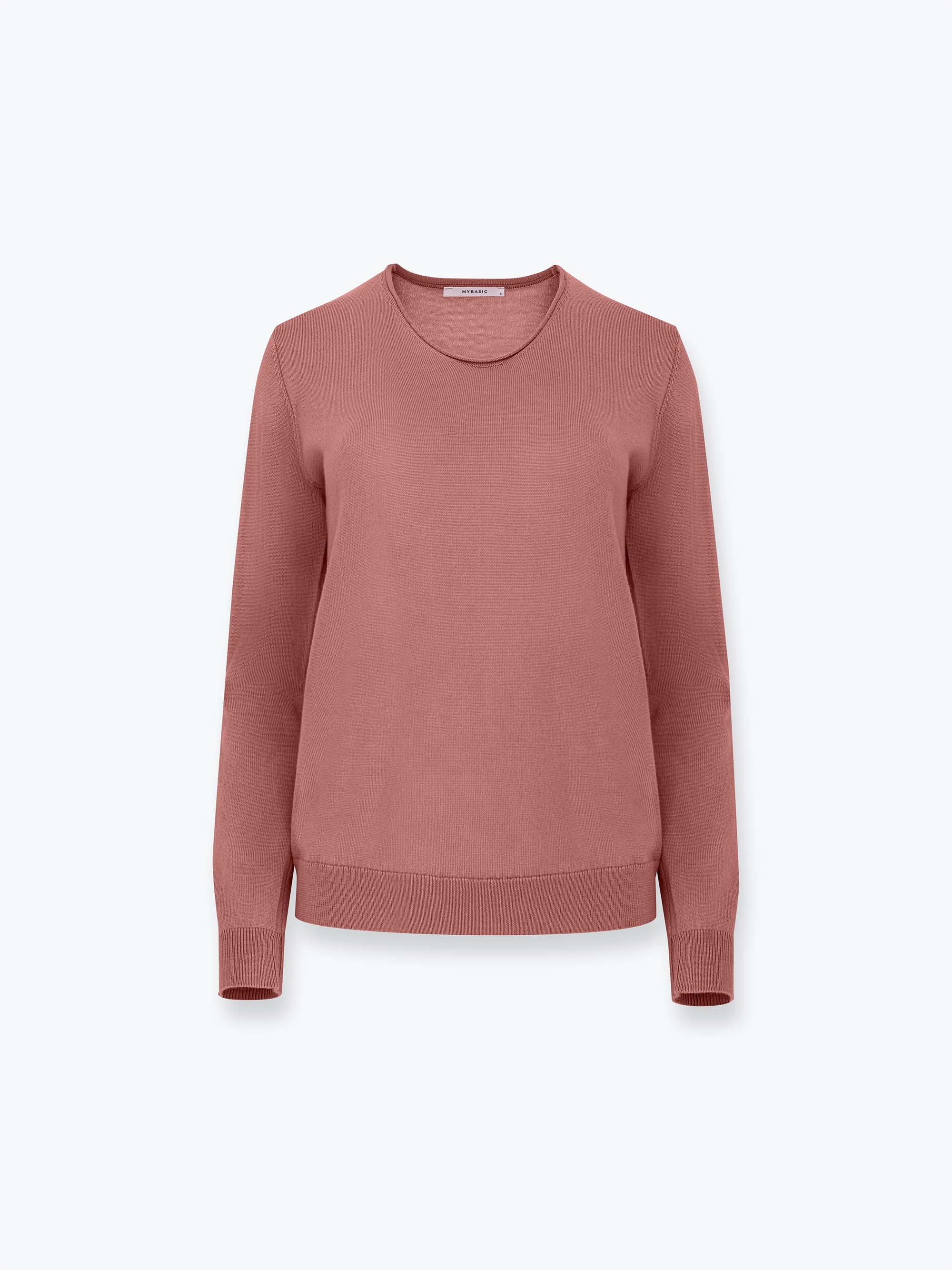 Ciemnoróżowy sweter z wełny merino damski